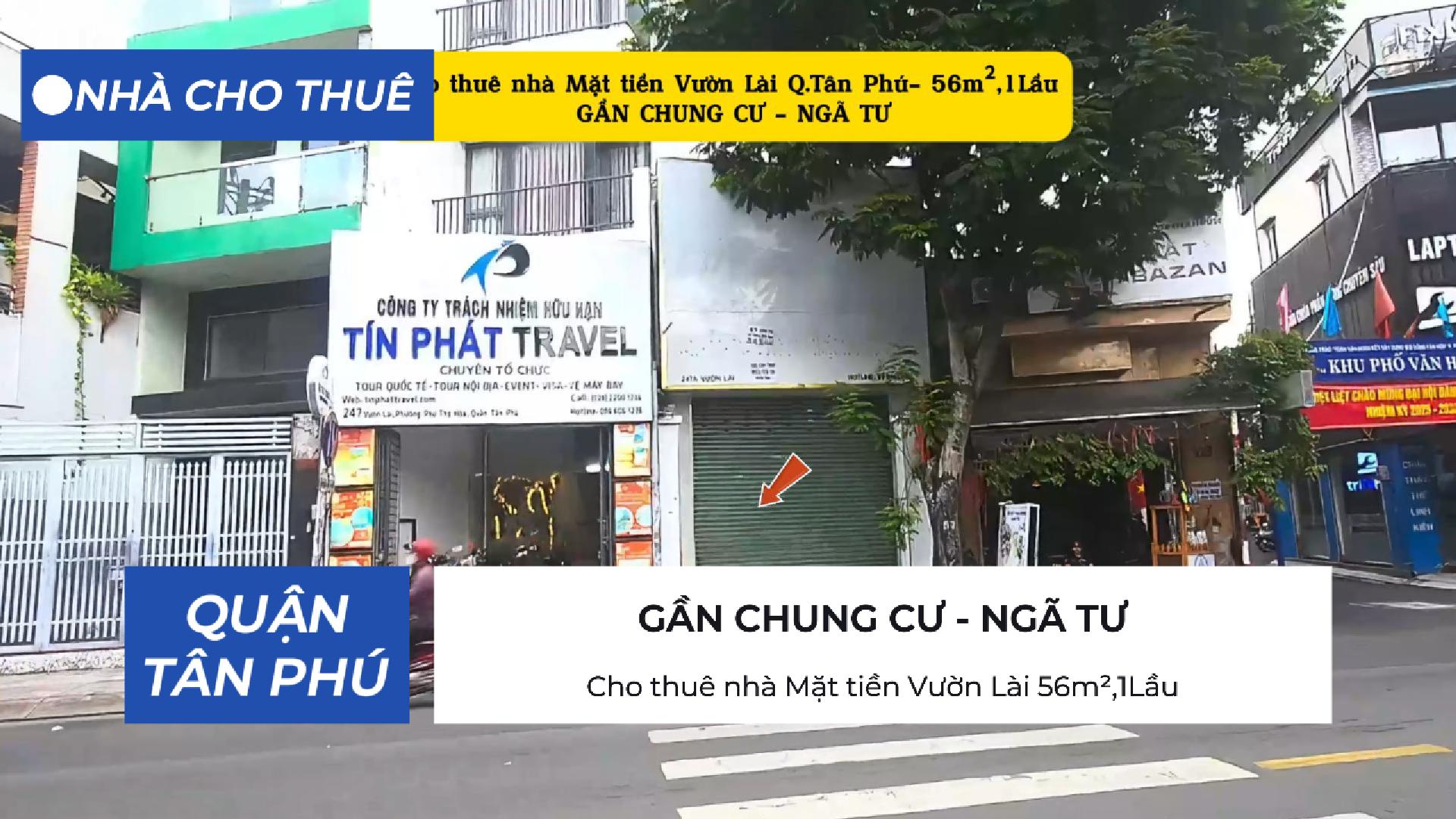 Cho thuê nhà Mặt tiền Vườn Lài 56m²,1Lầu - 16Triệu - Ảnh chính